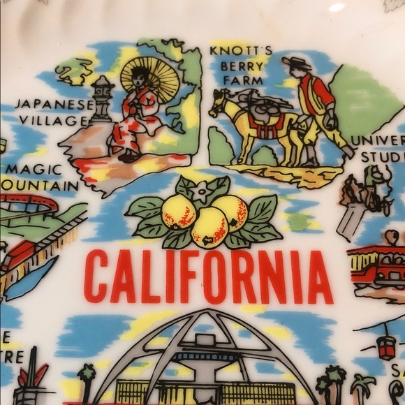 Creative fine china California Souvenir Plate with Floral Design - Picture 4 of 8